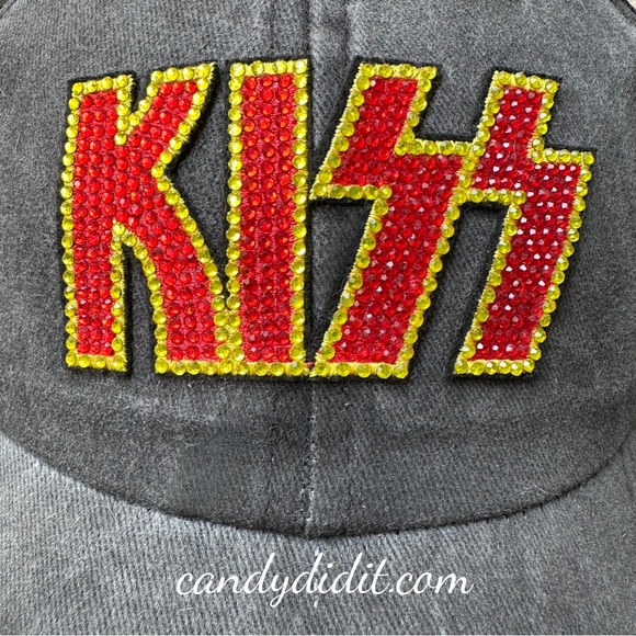 NWT Hot! KISS Rock & Roll Handmade Vintage Look Crystal Bling Ball Cap - Picture 10 of 10